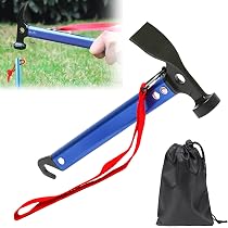 Marteau De Camping Multifonctionnel 30cm Avec Crochet - Maillet Tente Aluminium, Bleu Avec Sac De Rangement