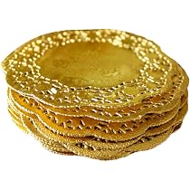 Yardwe Centrini Di Carta Oro 100 Pezzi: Rotondi 7 Cm, Sottobicchieri In Pizzo Monouso Per Torte, Muffin, Dessert, Fodere Assorbenti Per Confezioni Regalo E Decorazioni Fai Da Te