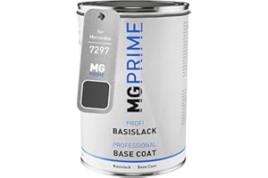 MG PRIME Vernice per auto Barattolo pronto all’uso per Mercedes 7297/297 Selenitgrau Metallic Matt/Designo Selenite Grey Matt Metallic Vernice di base 1,0 litri 1000ml