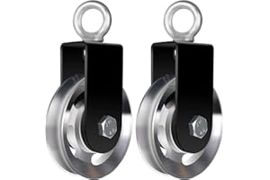 KENSBRO Block Pulley 2 Pieces 95 mm Pulley for Ropes 360° Rotation for LAT Pulley System DIY Pulley Attachment Ladder Lift Home Fitness Equipment