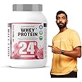 NATURALTEIN Natural Whey Protein 1 kg | Max Rose Kulfi Flavor | 24g Protein Per Serving | No Added Sugar | Sweetened with Stevia | Non-GMO | Soy-Free | Gluten-Free | Super Mixability | 100% Natural