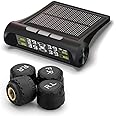 Earwig Solar Powered Wireless Tire Pressure Monitoring System, with 4 External Sensors, IP67 Waterproof, TPMS Solar Powered, LCD Digital Tire Monitor for Car, Truck, SUV