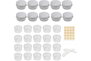 ZWZNBL 30 of Mini Cosmetic Jars, Travel Sample Box with Cowhide Sticker and Dispenser Spoon for Lipsticks, Creams (5g)