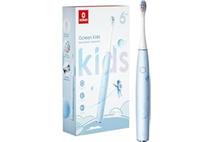 Oclean Spazzolino elettrico sonico per bambini, setole morbide adatte ai bambini, spazzolatura ultra silenziosa, timer integrato da 2 minuti, impermeabile IPX7, per bambini dai 5 anni in su (blu)