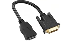 MMOBIEL Adaptador de Cable HDMI a DVI - Bidireccional - DVI-D Dual Link Macho a HDMI Hembra - Cable Convertidor Compatible con Monitor, PC, TV, Proyector - 1080p Full HD 60Hz - Conector Dorado 0,3 m