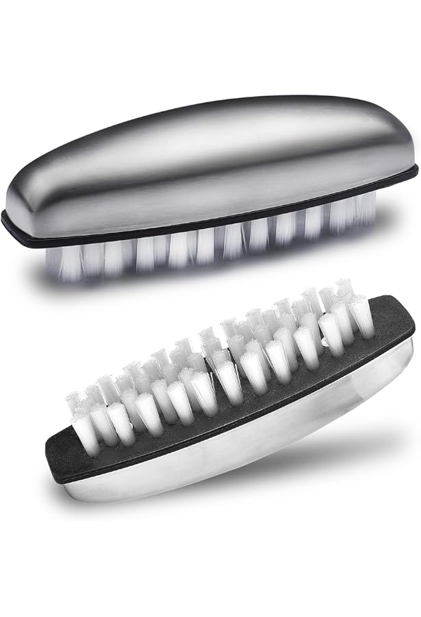 2 Stück Edelstahl Nagelbürsten Set - Reinigung Für Nägel & Hände, Entfernt Gerüche, 10,2 Cm
