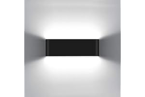 KAWELL 20W Moderno Apliques de Pared LED Luz de Pared Aluminio LED Bañadores de Pared Impermeable IP65 Interior Exterior para Dormitorio Baño Sala de Estar Escaleras Porche Pasillo KTV, Negro 6000K