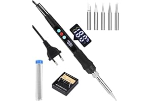 Yulado Saldatore a Stagno,100W Saldatore Kit, Temperatura Regolabile180 ℃-500 ℃ Stagnatore Elettrico Professionale, Stagnatore Elettrico con 5 Punte di Saldatura,per Manutenzione Saldare.