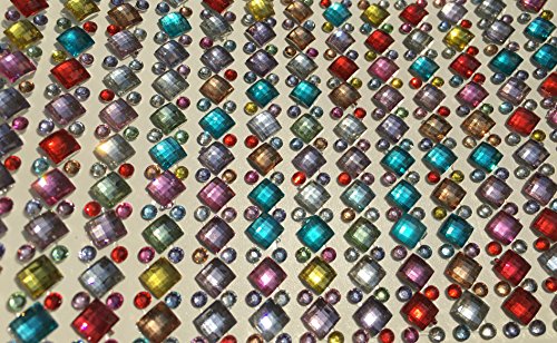 Set aus 1920 Stück glitzernden Strasssteine selbstklebend rund + eckig quadratisch bunt rund + mittelgroß in verschiedenen Formen basteln Gltzersteine Schmucksteine viereckig Strass Steine zum Verzieren von CRYSTAL KING - 4