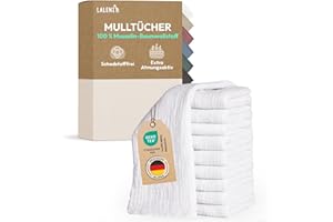 ‎LALENI Laleni Spucktücher Baby im 10er Set aus Reiner Baumwolle - schadstofffreie Mulltücher weich 70x70 - saugstarke Mussellintücher Baby - Musselin Tuch als Mullwindel - waschbare Mulltücher - Weiß