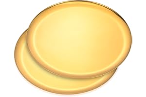 BIDPONDS Grande vassoio rotondo in acciaio inox, vassoio per gioielli e cosmetici, vassoio da portata, vassoio da esposizione e vassoio decorativo, diametro 28 cm, superficie lucida a specchio, oro, 2 pezzi