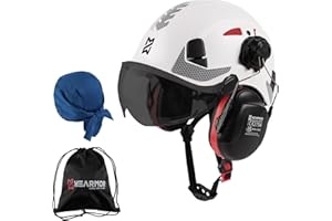 HEARMOR Casque de Protection avec Protection auditive et visière, certifié en 397, Casque de Travail ventilé, Suspension à 6 Points, idéal pour l'industrie et la Construction, Blanc