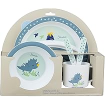 Sterntaler Serviesset van porselein, boerderij, serviesset met antislip en afneembare siliconen sokkel, baby- en kinderservies met bord, 400 ml kom en 200 ml beker, wit