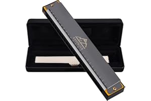 EASTROCK Blues Armónica de 24 agujeros,Armónica diatónica con caja para adultos, principiantes, profesionales y estudiantes (black)…