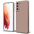 oakxco for Samsung Galaxy S21 Plus Phone Case Liquid Silicone, Cute Thin Slim Soft Rubber TPU Smooth Gel Cover for Women Girl Aesthetic Design, Matte Solid Protective & Shockproof, Nude Light Brown