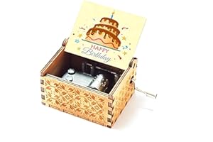 Evelure Carillon in Legno Happy Birthday, Antico, Intagliato a Mano, in Legno, Decorazione per la casa, Idea Regalo per Bambin (C)