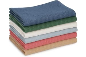 BOSKIMO Strofinacci da cucina in cotone premium – Confezione da 6 stracci da cucina in microfibra e riccio, strofinacci da cucina in cotone assorbenti, panni per la pulizia (Waffle.)