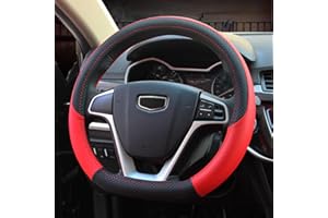 Pahajim Car Steering Wheel Covers D Shape PU Leather Flat Bottom Steering Wheel Cover Anti Skid Breathable Sport Style 37-38cm Car Accessories for Women Men