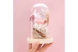 AOKKR Rosa Eterna Natural Preservada, Flores Preservadas con Luz LED, Rosas Rosadas Real Hecho a Mano, Caja de Regalo, Románticos Regalos Originales para Mujer Madres para Aniversario Cumpleaños