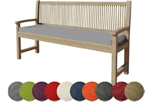 chilly pilley Cojín para Banco Cojín para Banco Cremallera con Trabillas Cojín para Banco De Jardín (110 x 40 x 5 cm, Plateado)