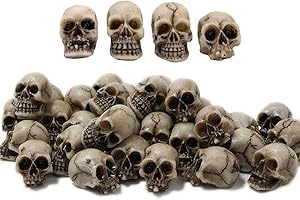 BRAVECOW 20Pcs Mini Skull Resin Model Ornaments Figurines Miniature Toys DIY Accessories Realistic Skeleton Halloween Props Reptile Cave Fish Tank Desktop Home Party Garden Pot Plant Decor