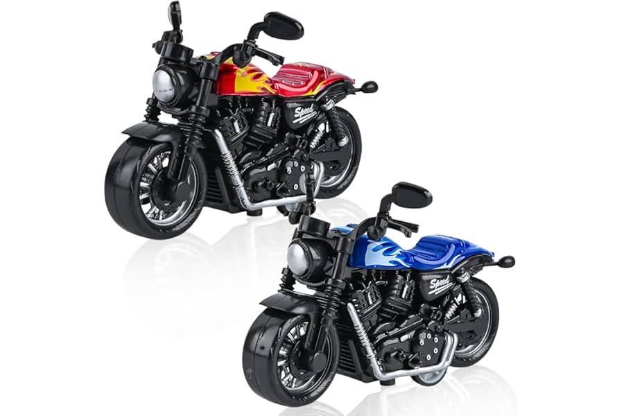 HATFRYF Motorcycle Toys for Kids, Pull-Back Vehicle Toy, Highly Simulation Motorbike Model, Alloy Motorcycle Model, Kids Gift for Boys and Girls - 2PCS