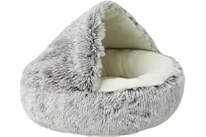 GNCPets Cama para gatos Gris, de felpa Suave, con Forma de Cueva; casa para gatos en Interiores y cojín para Dormir, cálida para Invierno, Antideslizante, extraíble y Lavable. Iglu Cama Gato.