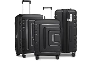 Sea choice Set di Valigie 3 pezzi 51×31×76cm Leggere Bagagli Espandibili Con 8 Ruote Girevoli Trolley da Viaggio 100L in Polipropilene Resistente