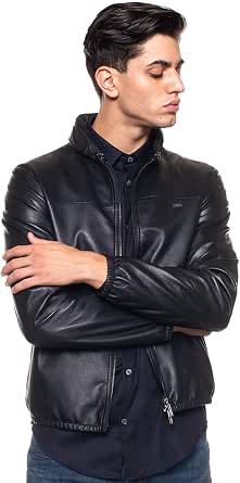 Emporio Armani Giubbino in Pelle Nero Pelle Uomo 46 : Amazon.it:  Abbigliamento