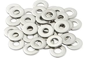 AMLOOPH M4 Washers, M4 x 9mm Metal Flat Penny Washer Thickness 0.8mm- A2 304 Stainless Steel Washers (50 Pack), Large OD Plain Wide Metal Round Flat Spacer Repair Washer for Screws Bolts