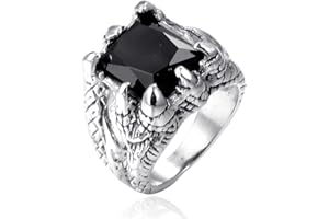 Ayoiow Bague Acier pour Homme,Bagues Hommes Chevaliere Alliance pour Homme Bague Griffe De Dragon avec Oxyde De Zirconium Taille 54-66.5