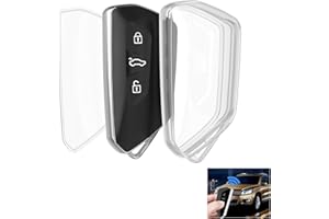 BATHEIDON Autoschlüssel Hülle kompatibel mit VW Golf 8, 3-Tasten Autoschlüssel - Silikon TPU Schlüsselcover Transparent - Passend für Volkswagen ID.3,für ID.4,für Seat Leon,für Skoda Octavia,für Cupra Formentor
