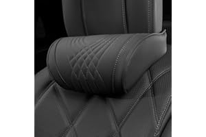 Dapucarin Reposacabezas Coche Cojin, Cuero Napa + Espuma Memoria, Almohada para Cuello para Asiento, Cojín Multiusos, Espuma Viscoelástica y Funda ExtraíBle Transpirable, Negro, 1 Pieza