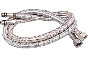 GRAND TAPS 2 x 900mm Long x 1/2" BSP Flexible Hose Pipe Tap Tails for 12mm Monobloc Basin Or Kitchen Taps (FT004)