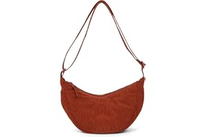 Amexo Corduroy halvmåneväska för kvinnor, crossbody dumpling väska med justerbar axelrem, bärbar halvmåneväska, multipurpos h