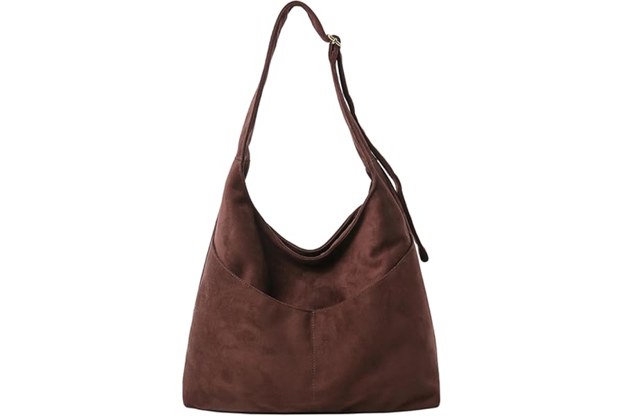 unisoul Suede Tote Bag for Women, Multi Pockets Hobo Shoulder Bag, Large Fashion Handbag for School Work Shopping Travel Daily Use