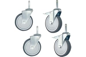 NNOVAT BICIBO 4 Inch 100mm Dining Cars Caster,Heavy Duty Swivel Stem Wheel,Furniture Castors,Trolley Industrial Transport Wheel,Universal Wheel Replacement Foot Wheel,Pack of 4(Brake+universal35mm/1.4in)