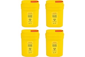 Lotnery 4Pcs Travel Sharps Bin,0.3L Leakproof & Puncture-Resistant Small Sharps Box for Safe Needle Disposal, Portable Mini Sharps Container
