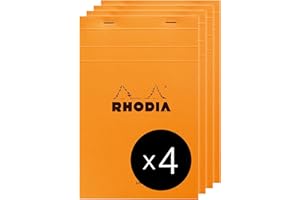 RHODIA 15600Cpack - Bloc-Notes Agrafé N°15 Giantpad Orange - A5 - Ligné - 150 Feuilles Détachables - Papier Clairefontaine 80 g/m² - Couverture en Carte Enduite - Paquet de 4 blocs