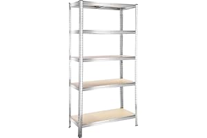 M.J COMFY-LIFE 180 x 90 x 40cm 5-Tier Heavy-Duty Shelving Units, Steel Shelving Units for Storage, Boltless Assembly, Load Capacity 875 kg, Silver