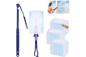 AHYDFSR Lot de 32 plumeaux à poussière, Recharges de Plumeau, avec 1 poignée, 1 Perche télescopique, Duster Recharges, kit de plumeau en Microfibre, pour Nettoyer La Poussière, La Saleté, Les Poils
