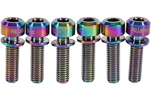 Keenso 6 Piezas Tornillos M5 x 18mm, Tornillos Redondos con Arandelas para Bicicleta de Montaña