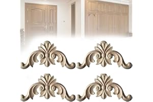 ARMYJY 16 Stück Geschnitzte Onlays aus Holz, dekorative Zierleisten, unlackiert, DIY-Holz-Eckaufkleber, 4 Größen