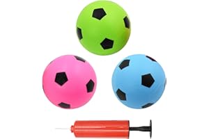 Coriver 3 Pack Petit Ballon de Football -15 cm Ballon de Football en 3 Couleurs, Petit Ball de Plage pour Piscine d'été, Jeu de Sport d'extérieur et d'intérieur pour Enfants (1.Rose+Bleu+Vert)