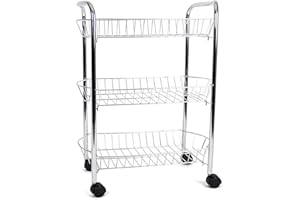 CAPANDIMARKET Verdulero Cocina con Ruedas 3 Pisos Plateado,Organizador de Alimentos,Carro Cocina con Ruedas,Carrito Frutero,Verdulero Cocina,Carro Cocina Verdulero,Carrito Verdulero para Cocina Frutero 3 Pisos