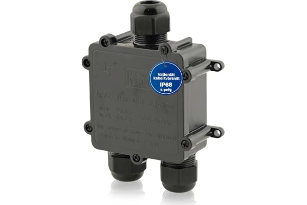 Intratec 1x Vattentät kopplingsdosa med 3 öppningar Y 4-14 mm kablar – IP68 fördelningsdosa utomhus, enkel installation i trädgård & markkabel – 35 x 127 x 93 mm