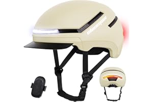 Shinmax Casco de Bicicleta Adulto con Luz y Intermitentes, Casco Ciclismo Hombre Mujer con Luz Trasera LED USB Recargable, Casco Bici para E-Bike, Scooter y Pedelec