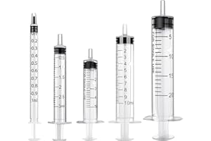 QHSXMQ 15 Stück Spritzen 1ML 3ML 5ML 10ML 20ML Wiederverwendbare Spritze, Dosierspritze Aufziehspritze Ohne Nadel, Werkzeuge für Vielseitige Anwendungen, Labore, Tierfütterung, Pflanzenbewässerung