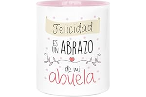 LA MENTE ES MARAVILLOSA - Taza de Cerámica con Frase |Felicidad es un Abrazo de mi Abuela| 330 ml Regalo Original para Abuela, Taza de Café y Té
