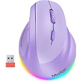 MEETION Ergonomik fare, kablosuz dikey fare RGB arkadan aydınlatmalı şarj edilebilir fare, Bluetooth (5.2 + 3.0) ve USB-A USB